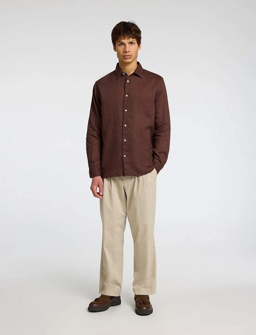 Selected - SLHREGKYLIAN LINEN LS SHIRT - hörskyrtur - chocolate brown - 3