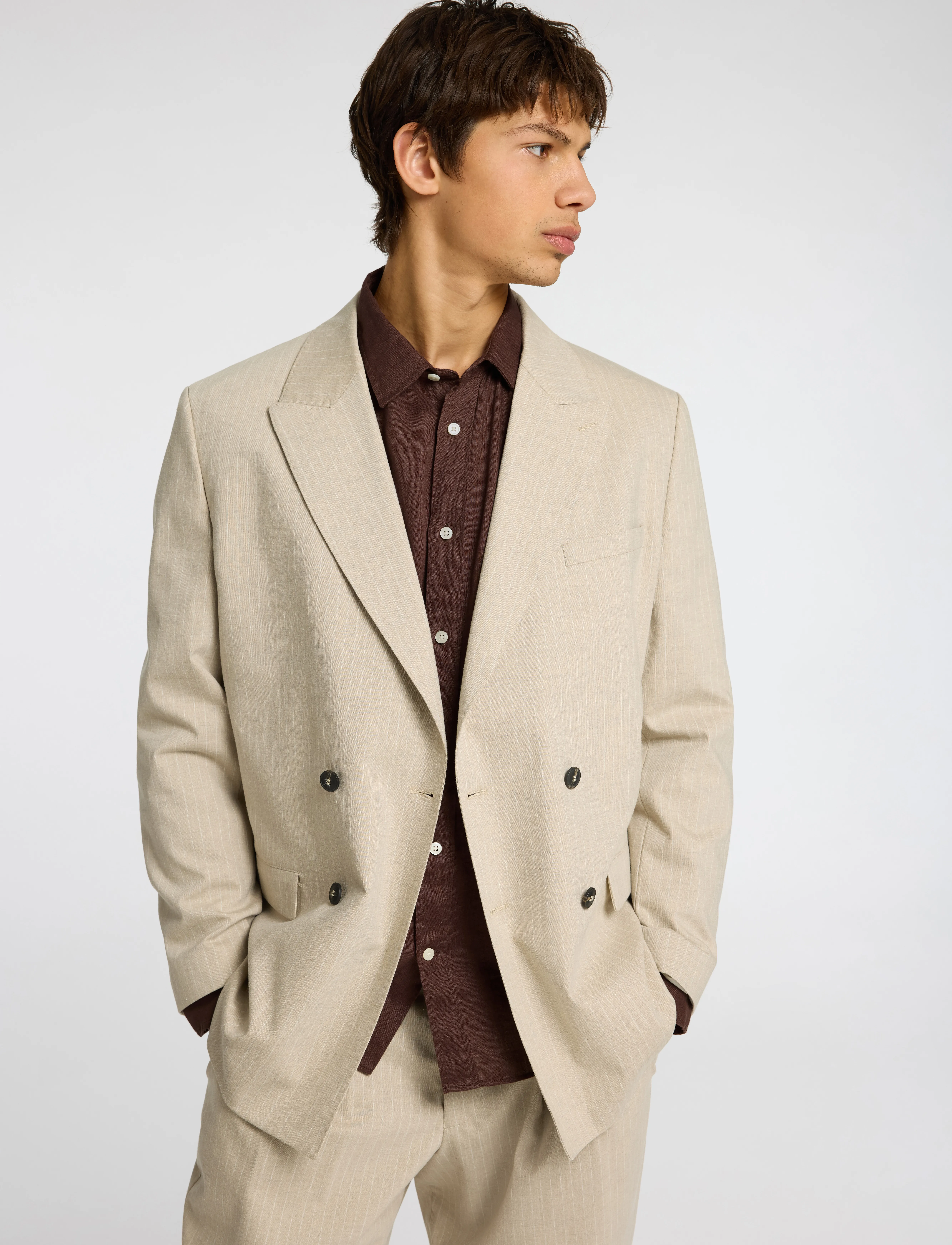 Selected - SLHREGKYLIAN LINEN LS SHIRT - hörskyrtur - chocolate brown - 4