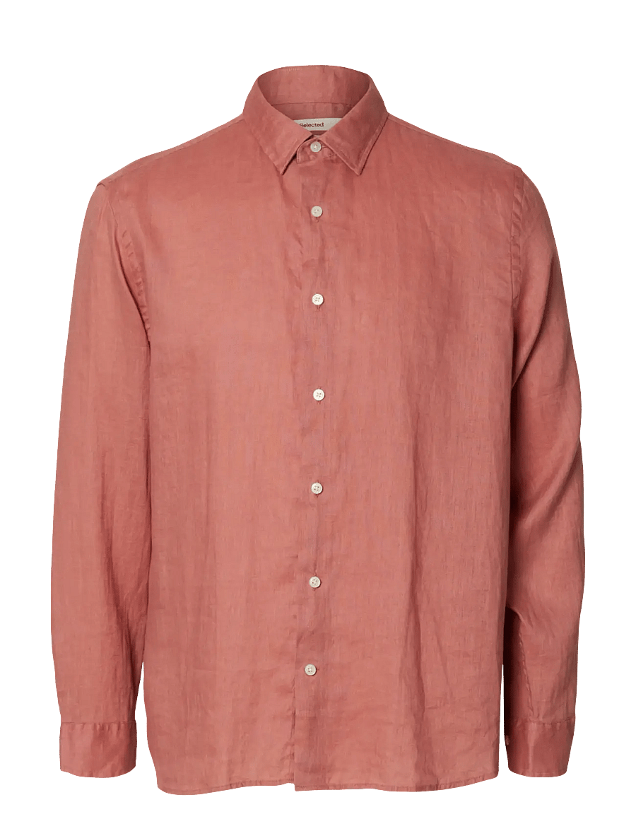 Selected - SLHREGKYLIAN LINEN LS SHIRT - hørskjorter - dusty rose - 1