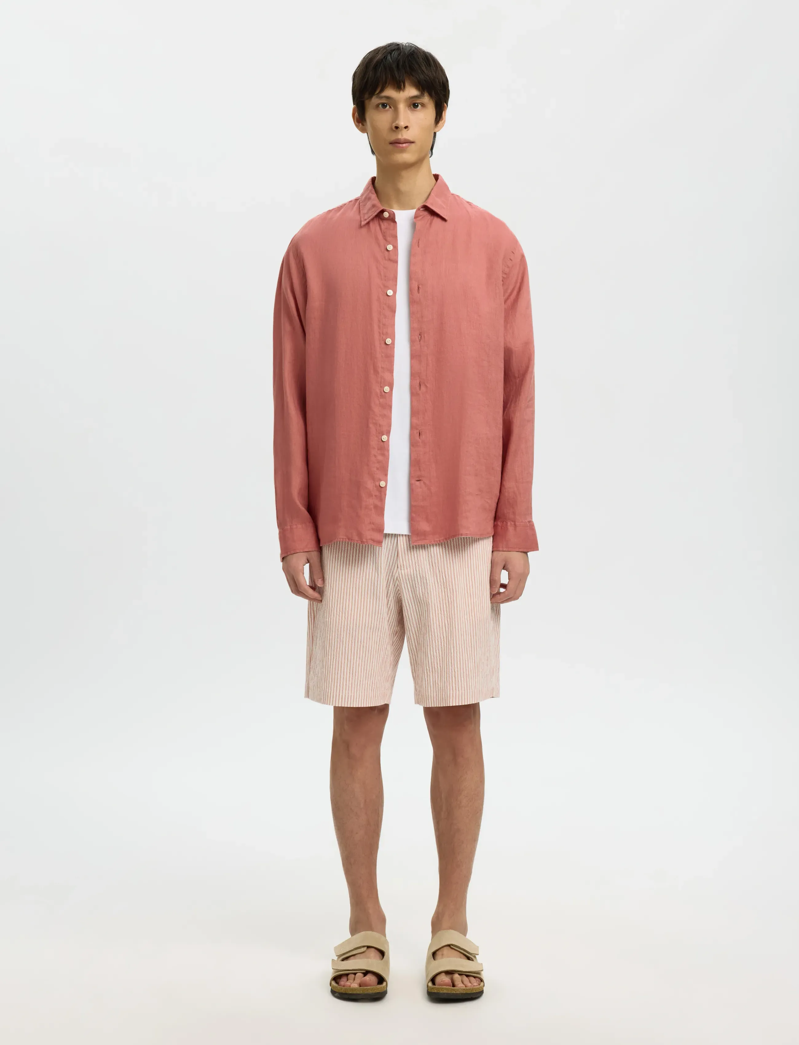 Selected - SLHREGKYLIAN LINEN LS SHIRT - hørskjorter - dusty rose - 3