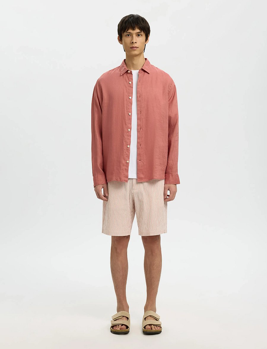 Selected - SLHREGKYLIAN LINEN LS SHIRT - hørskjorter - dusty rose - 3