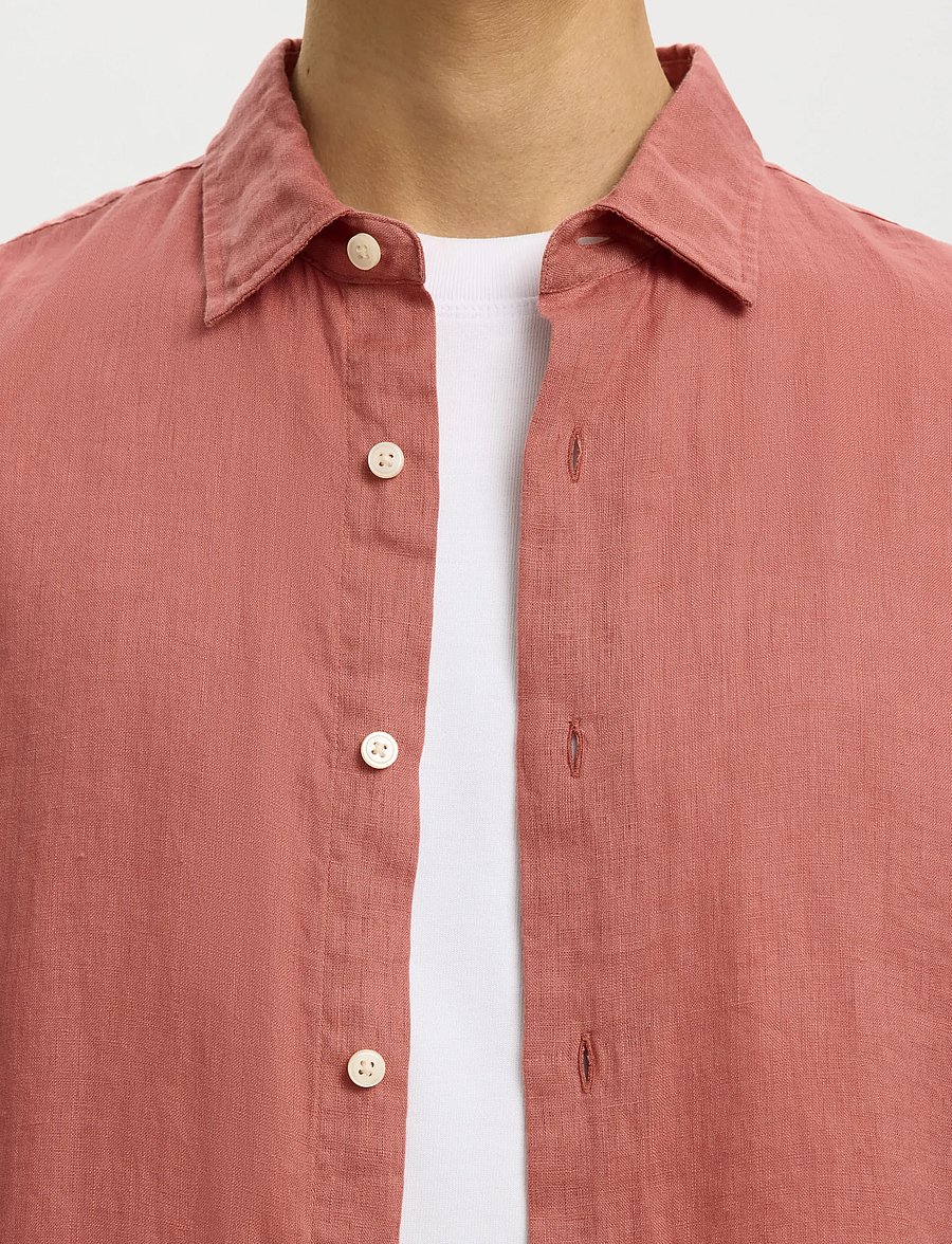 Selected - SLHREGKYLIAN LINEN LS SHIRT - hørskjorter - dusty rose - 4
