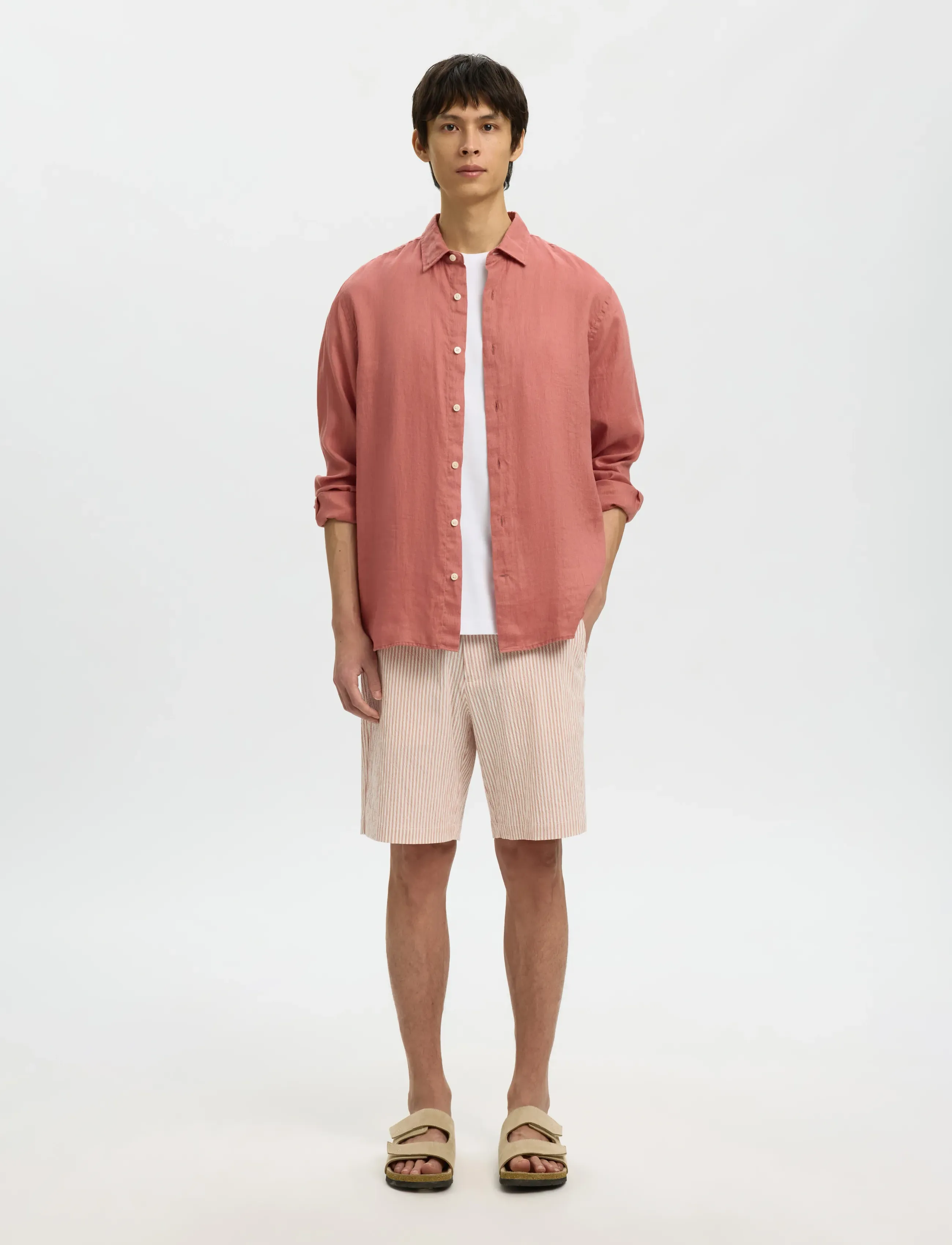 Selected - SLHREGKYLIAN LINEN LS SHIRT - hørskjorter - dusty rose - 5
