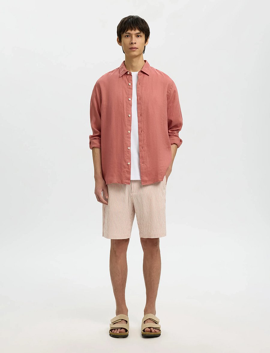Selected - SLHREGKYLIAN LINEN LS SHIRT - hørskjorter - dusty rose - 5