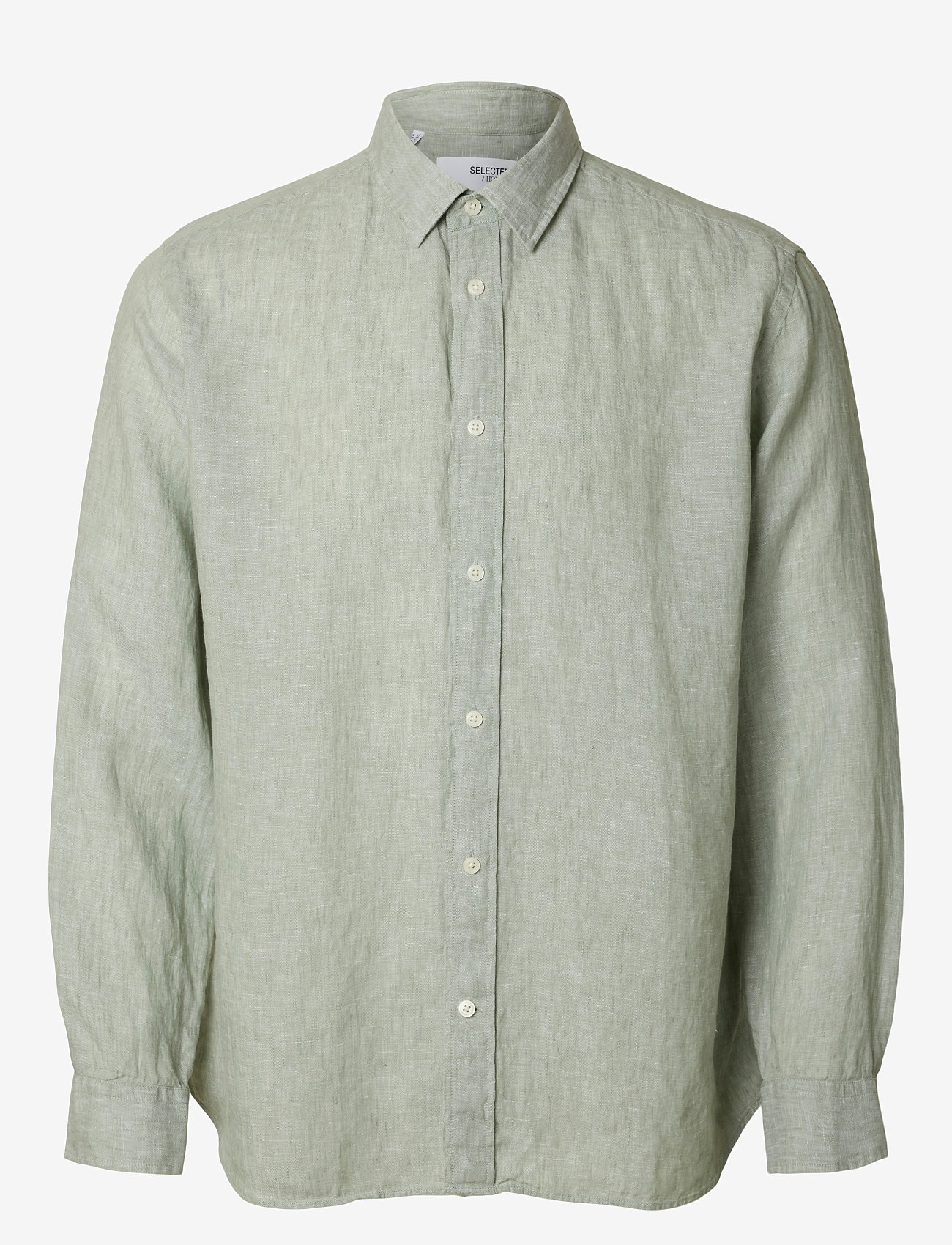 Selected - SLHREGKYLIAN LINEN LS SHIRT - pellavakauluspaidat - iceberg green - 1