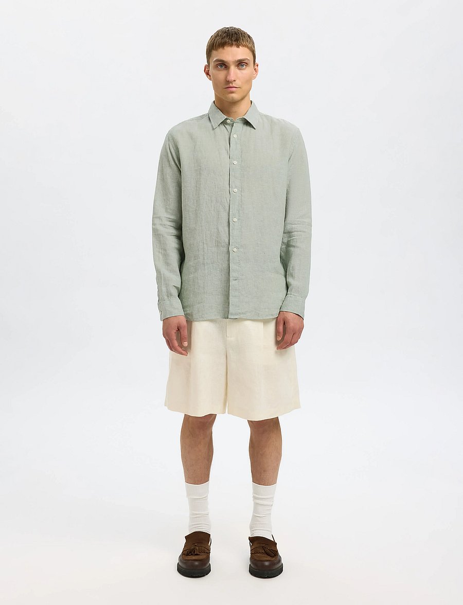 Selected - SLHREGKYLIAN LINEN LS SHIRT - leinenhemden - iceberg green - 3