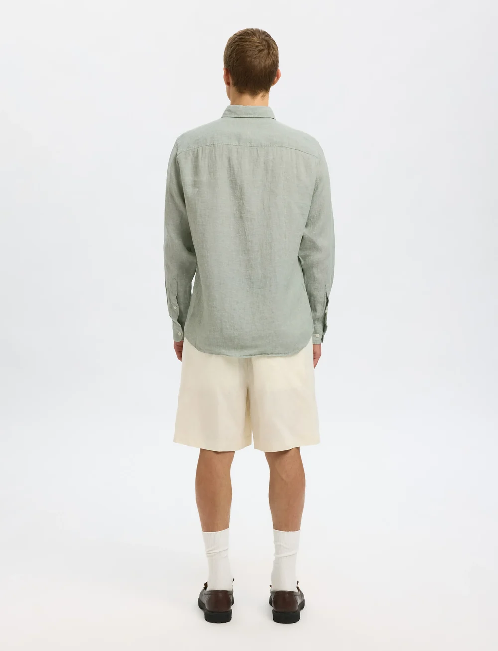 Selected - SLHREGKYLIAN MIX LS SHIRT - linased särgid - iceberg green - 4