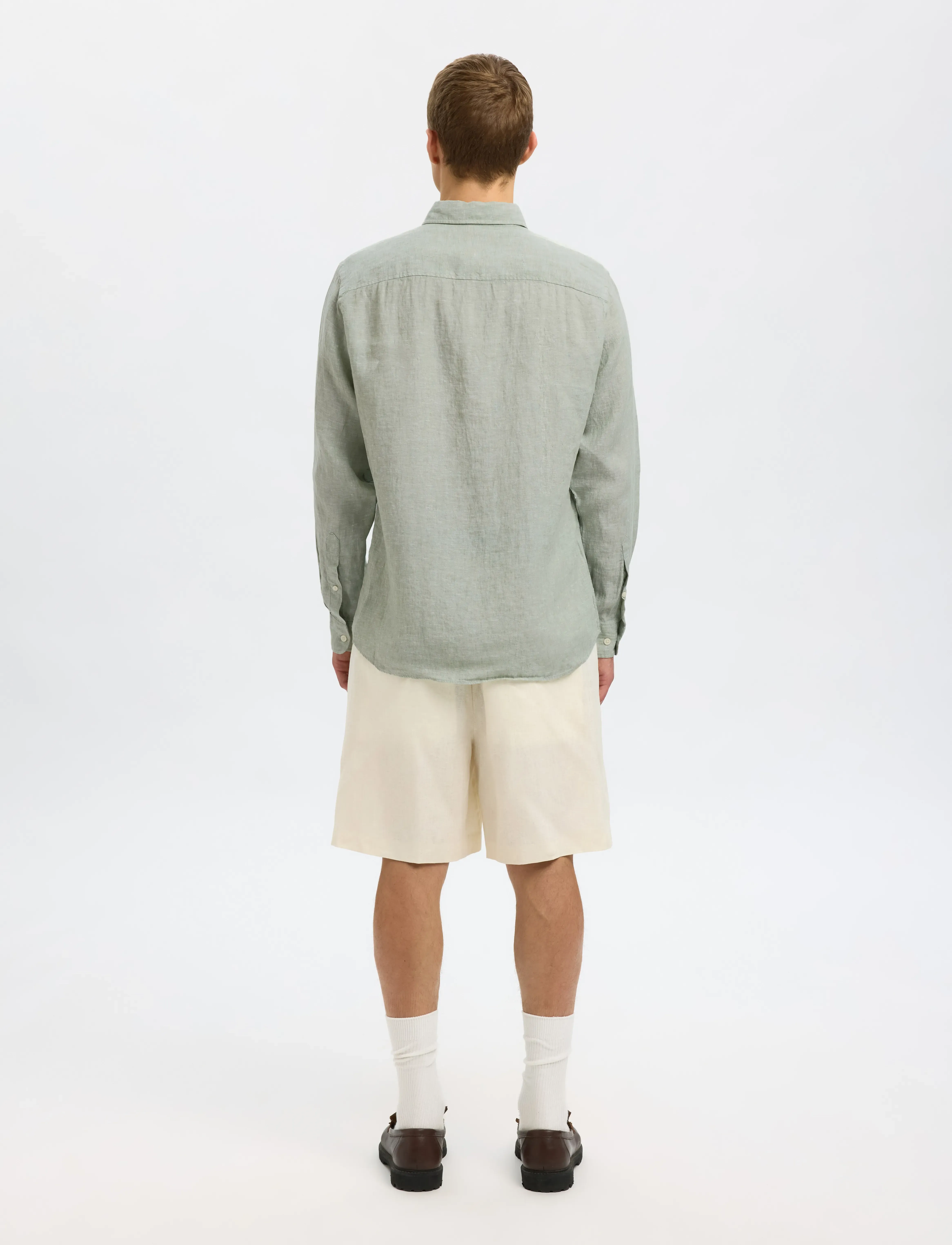 Selected - SLHREGKYLIAN LINEN LS SHIRT - leinenhemden - iceberg green - 4