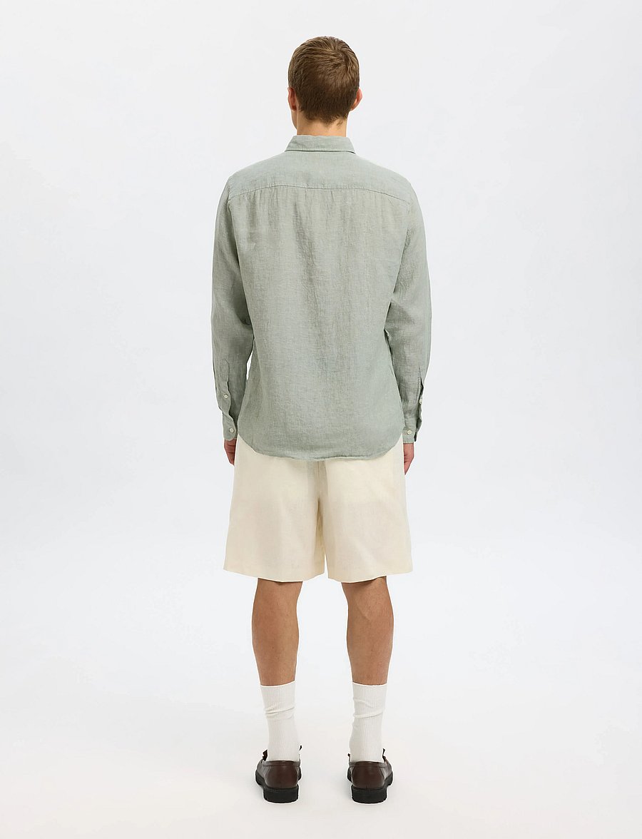 Selected - SLHREGKYLIAN LINEN LS SHIRT - leinenhemden - iceberg green - 4