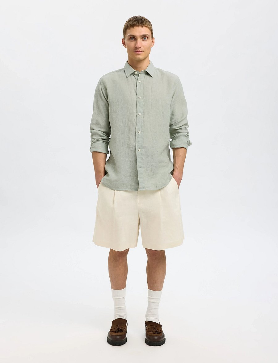 Selected - SLHREGKYLIAN LINEN LS SHIRT - leinenhemden - iceberg green - 5
