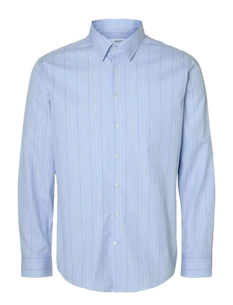 Selected - SLHREGLEO STRIPE LS SHIRT CLASSIC - light blue - 1