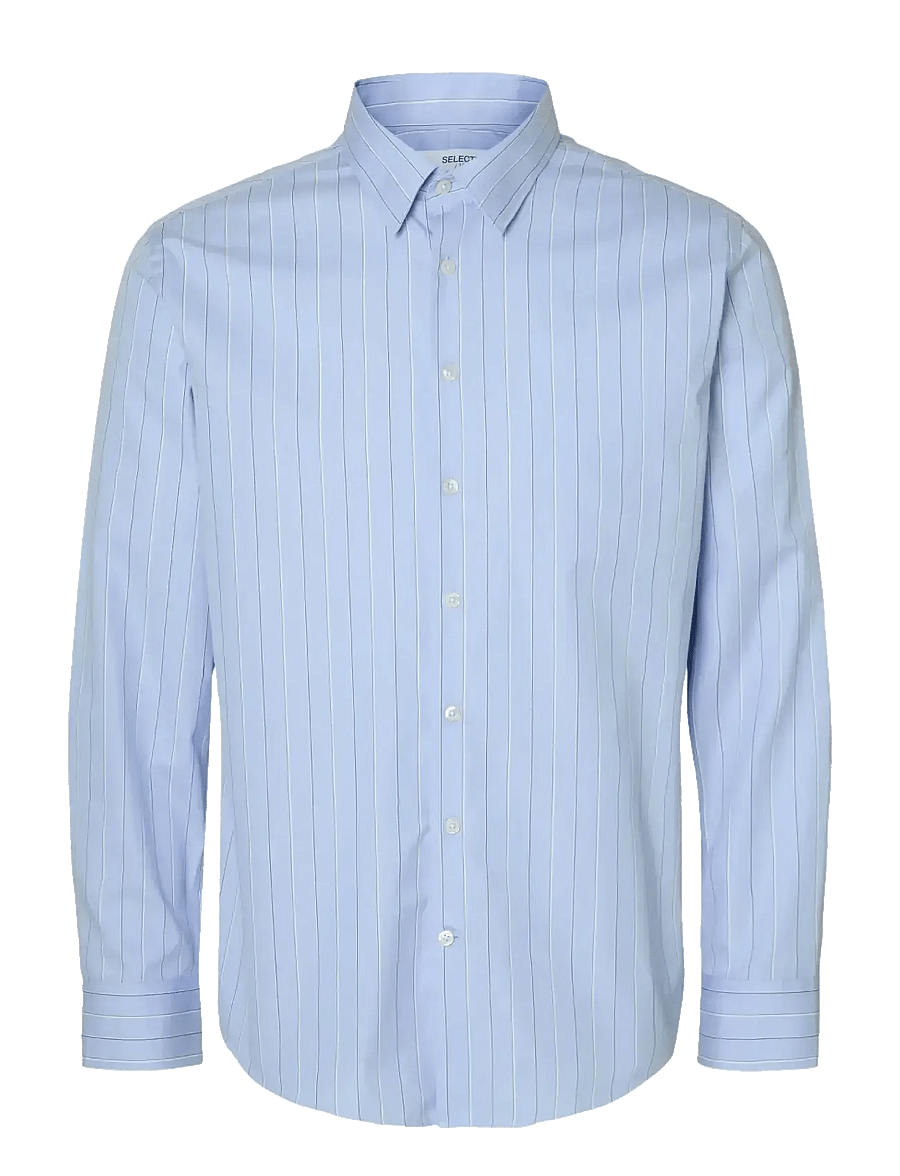 Selected - SLHREGLEO STRIPE LS SHIRT CLASSIC - light blue - 1