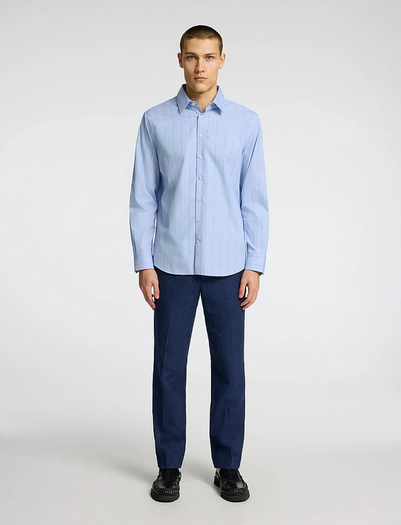 Selected - SLHREGLEO STRIPE LS SHIRT CLASSIC - light blue - 4