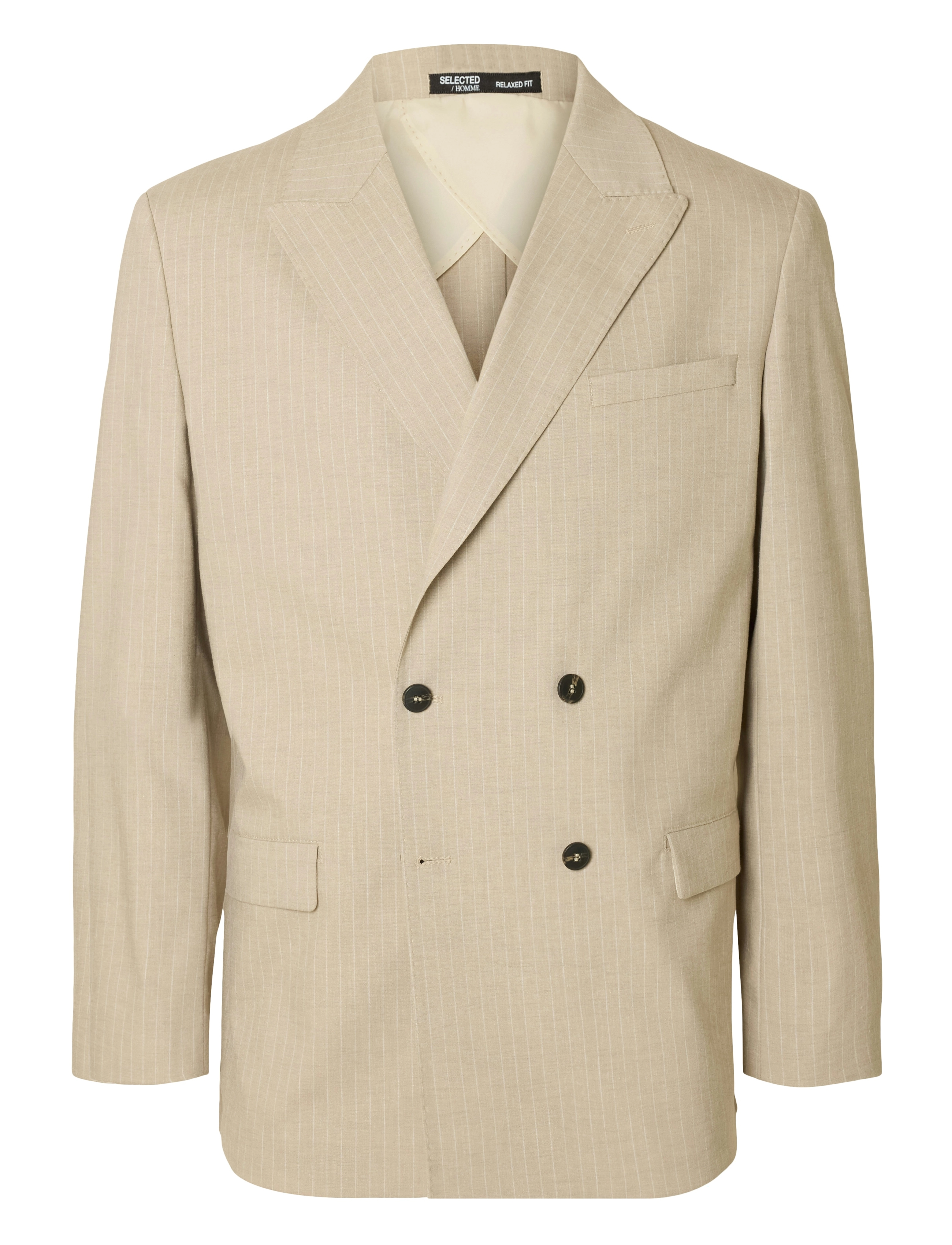 SELECTED Slhrelaxed- Finn Pinstriped Db Blz Beige - 52 - Herren