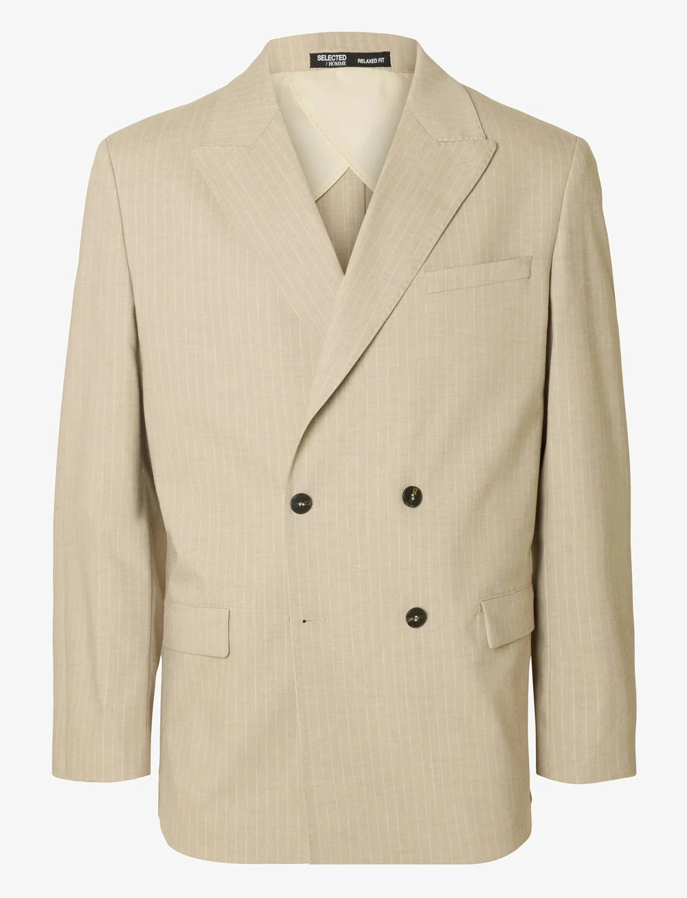 Selected - SLHRELAXED- FINN PINSTRIPED DB BLZ - blazere i hør - sand - 1