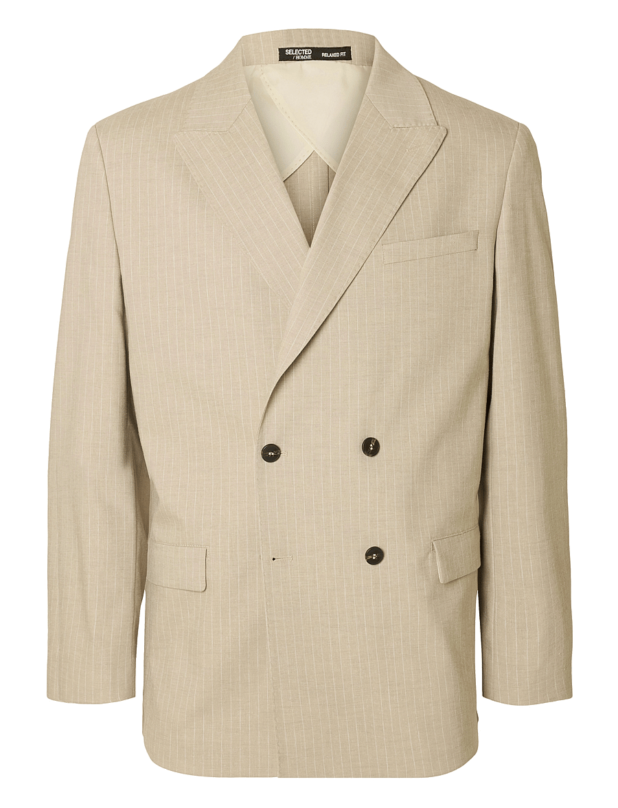 Selected - SLHRELAXED- FINN PINSTRIPED DB BLZ - leinenblazer - sand - 1