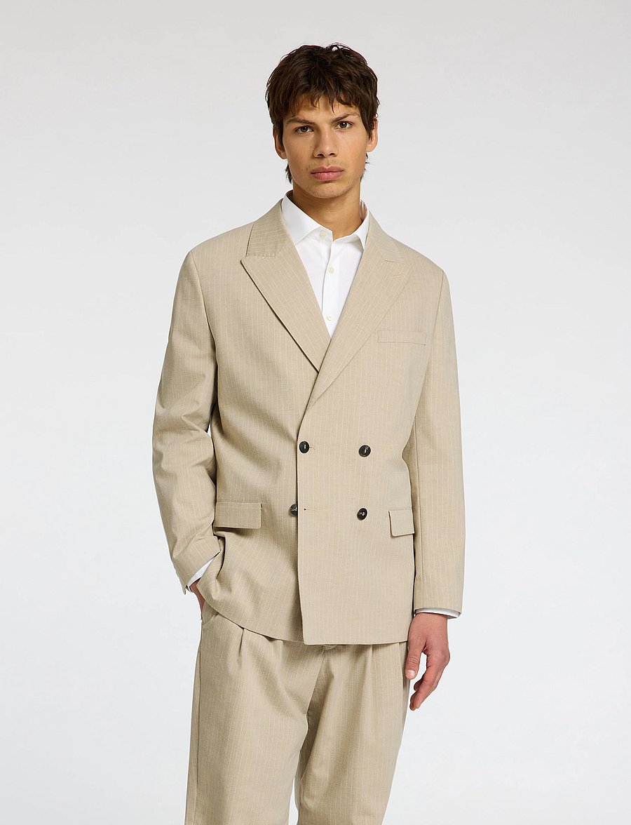 Selected - SLHRELAXED- FINN PINSTRIPED DB BLZ - leinenblazer - sand - 0