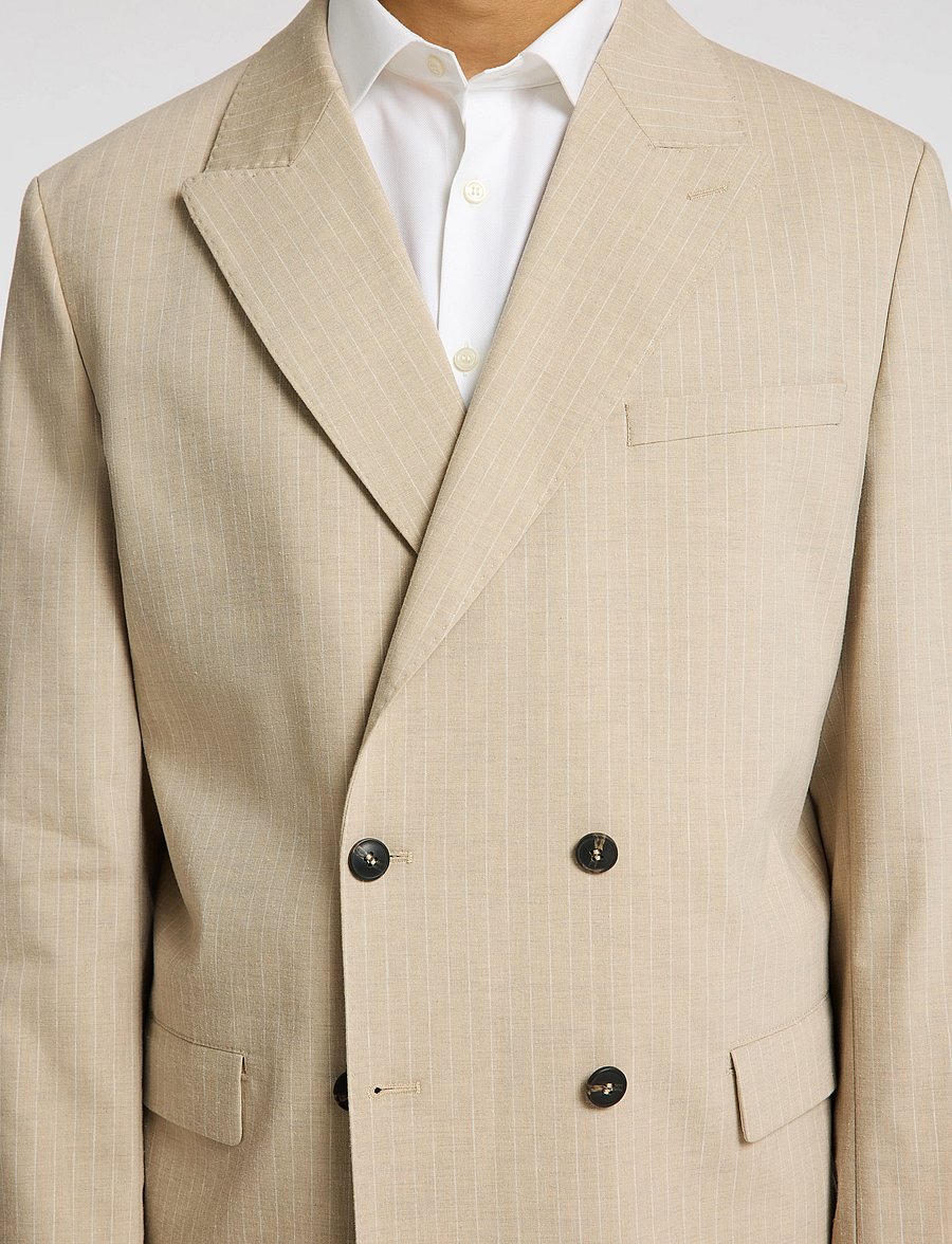 Selected - SLHRELAXED- FINN PINSTRIPED DB BLZ - leinenblazer - sand - 2
