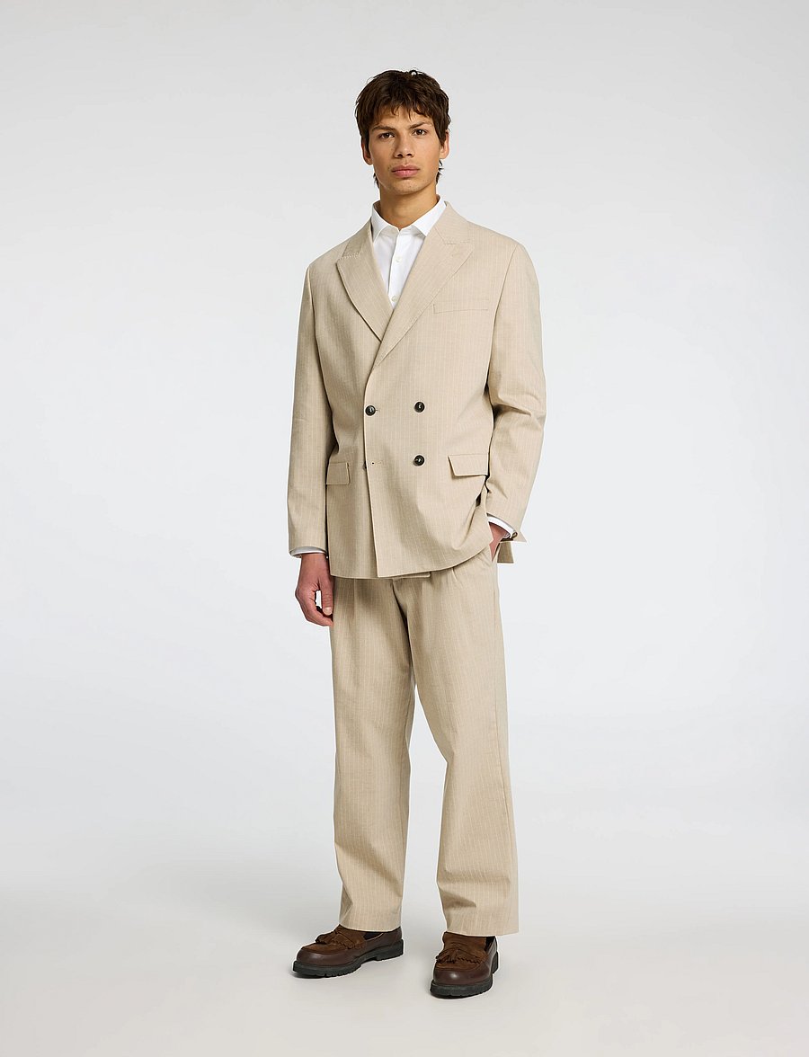 Selected - SLHRELAXED- FINN PINSTRIPED DB BLZ - leinenblazer - sand - 3