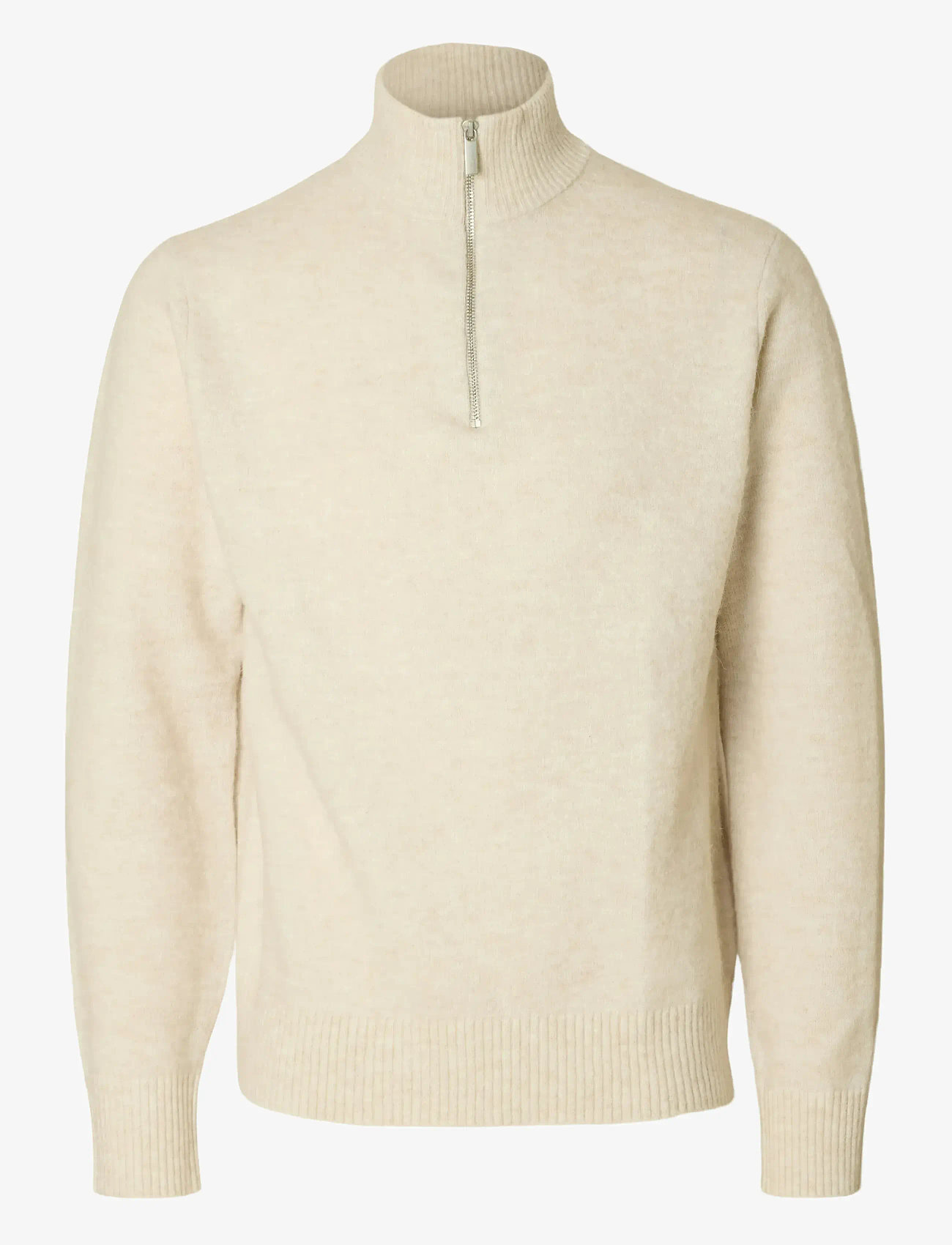 Selected - SLHRAI LS KNIT HALF ZIP - oatmeal - 1