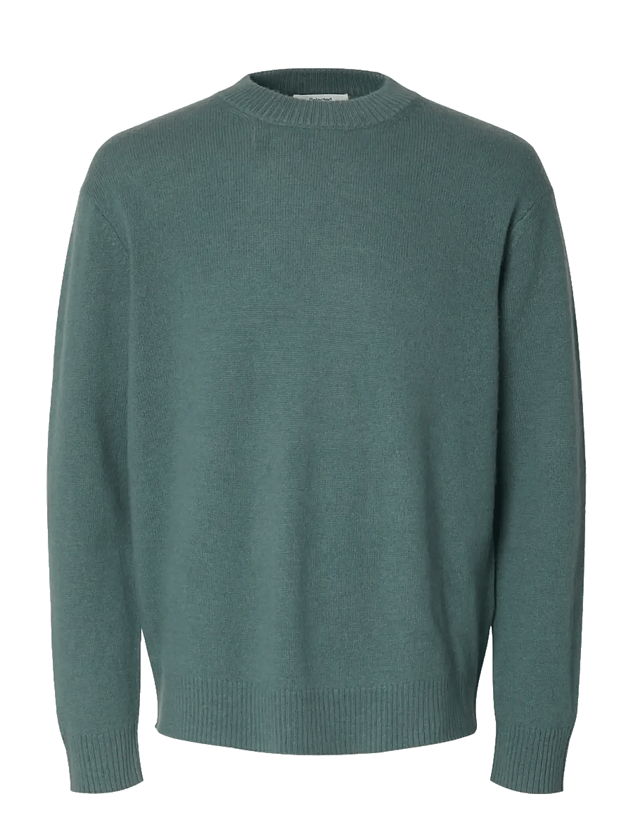 Selected - SLHREUBEN LS KNIT RELAXED CREW NECK - ronde hals - balsam green - 1
