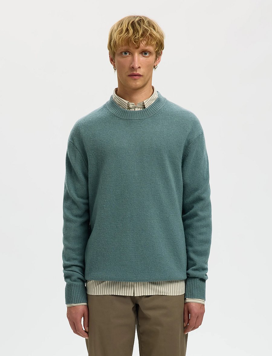 Selected - SLHREUBEN LS KNIT RELAXED CREW NECK - ronde hals - balsam green - 0