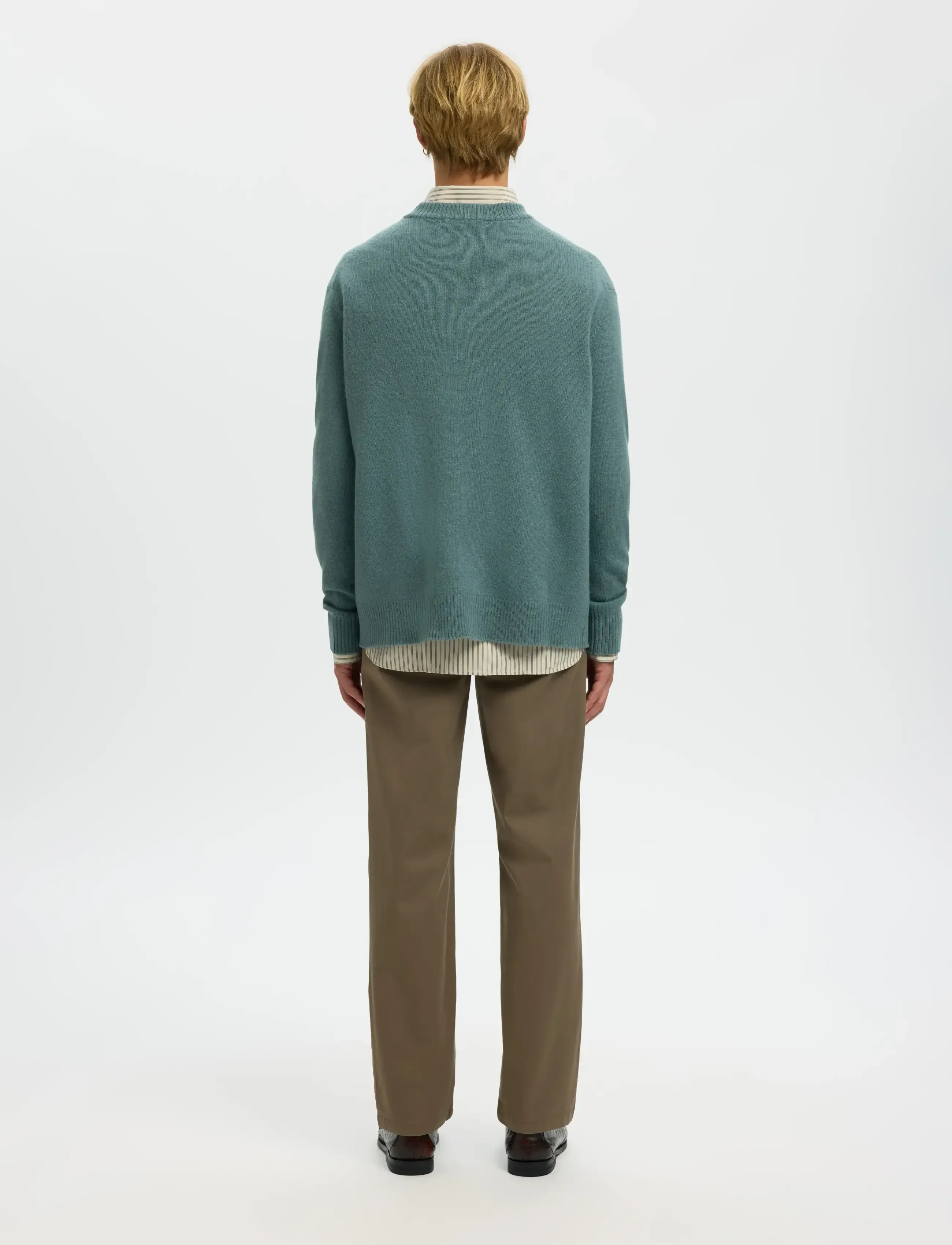 Selected - SLHREUBEN LS KNIT RELAXED CREW NECK - ronde hals - balsam green - 2