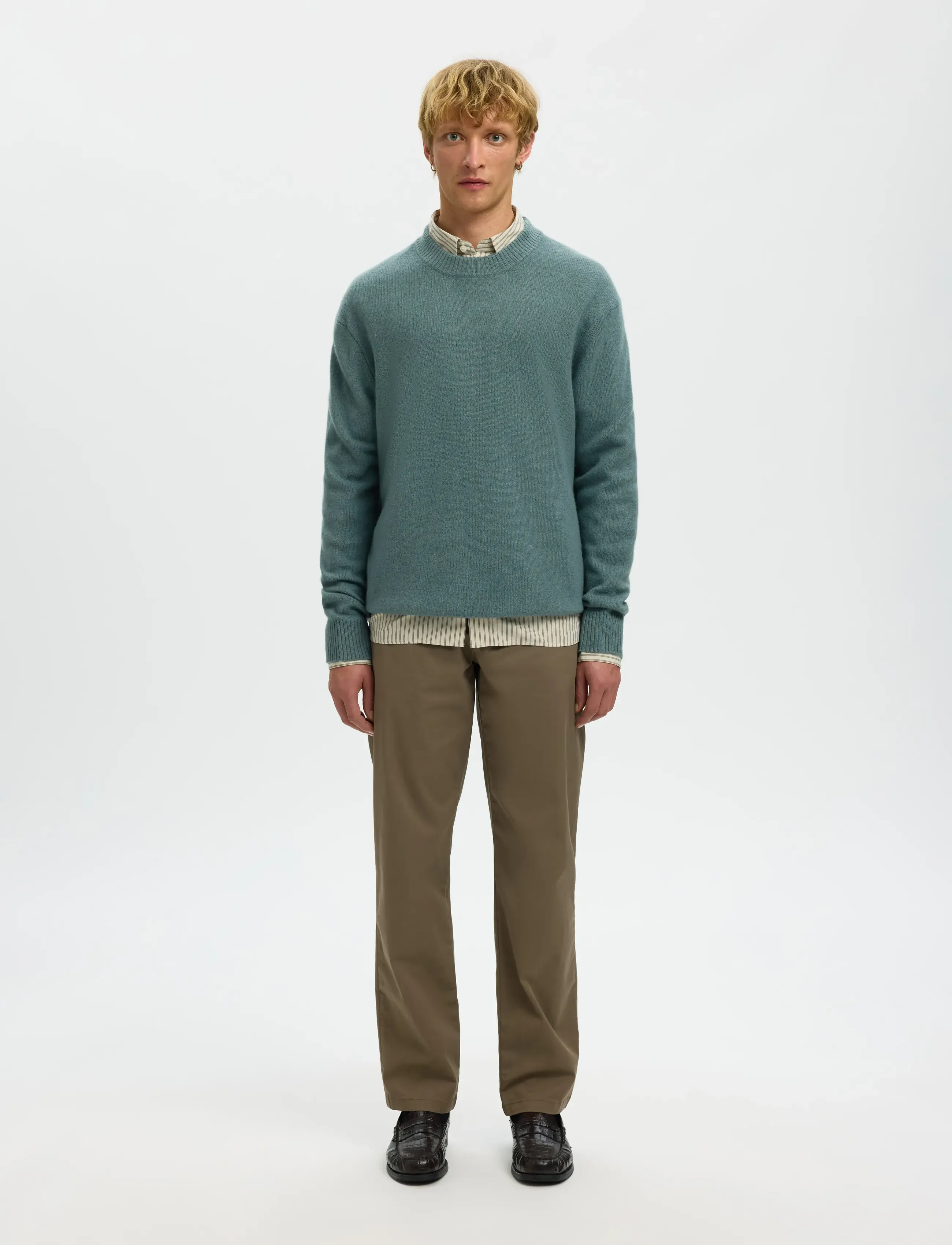 Selected - SLHREUBEN LS KNIT RELAXED CREW NECK - ronde hals - balsam green - 3