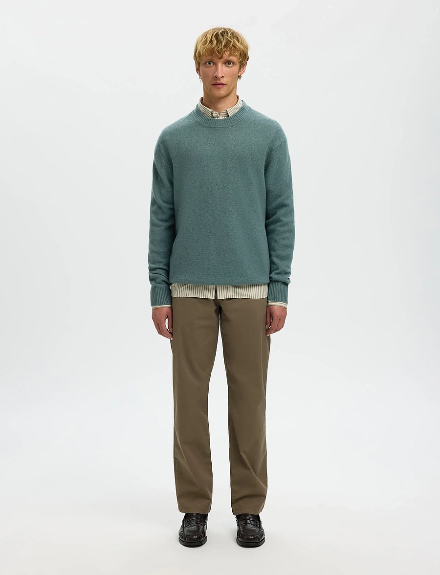 Selected - SLHREUBEN LS KNIT RELAXED CREW NECK - ronde hals - balsam green - 3