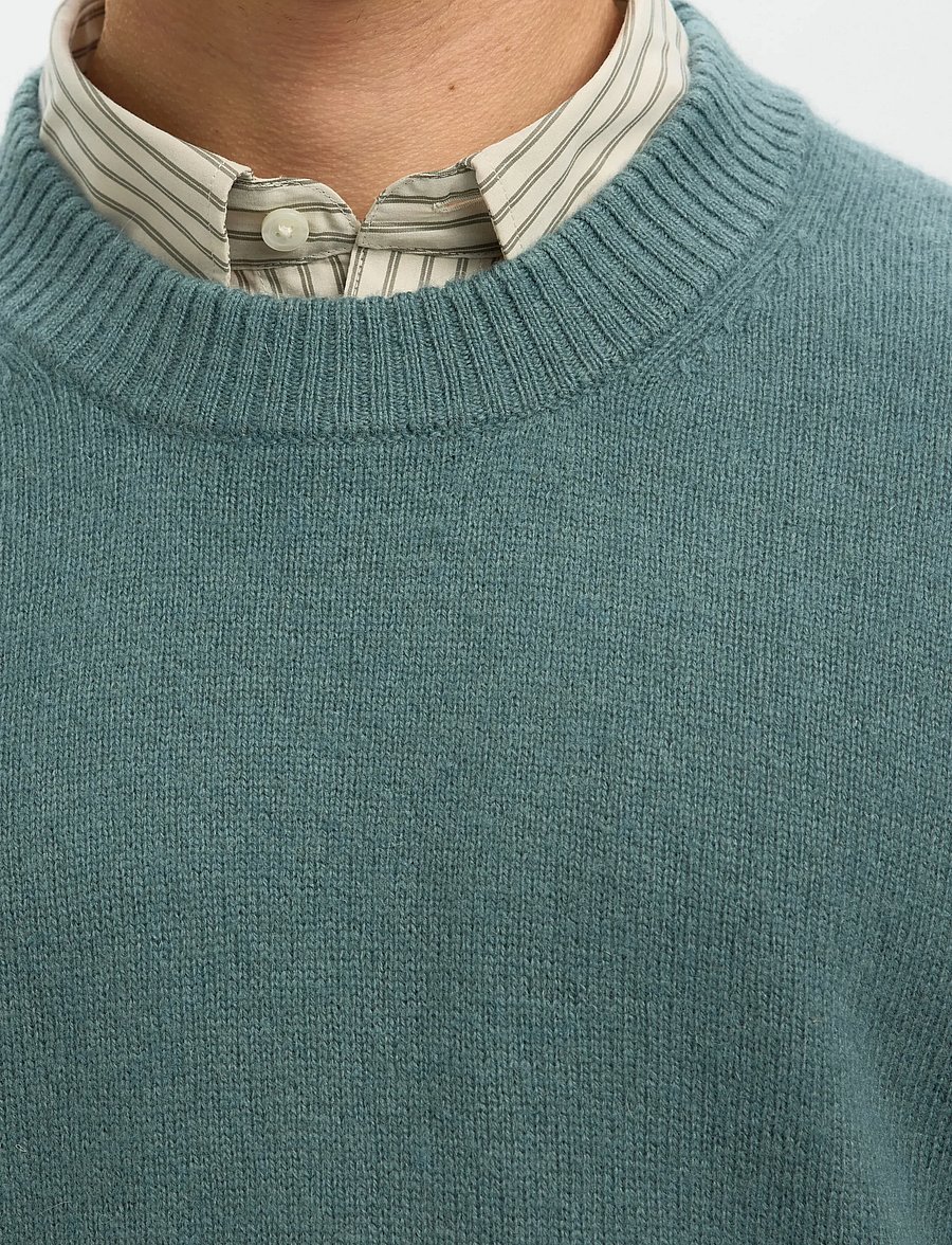 Selected - SLHREUBEN LS KNIT RELAXED CREW NECK - ronde hals - balsam green - 4