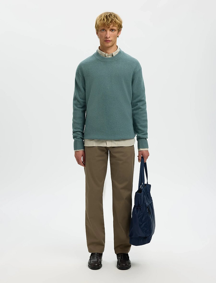 Selected - SLHREUBEN LS KNIT RELAXED CREW NECK - ronde hals - balsam green - 5