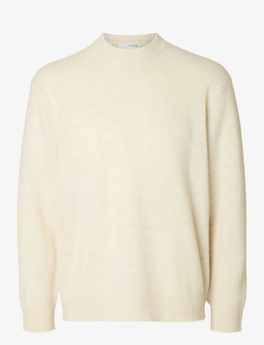Selected - SLHREUBEN LS KNIT RELAXED CREW NECK - round necks - egret - 1