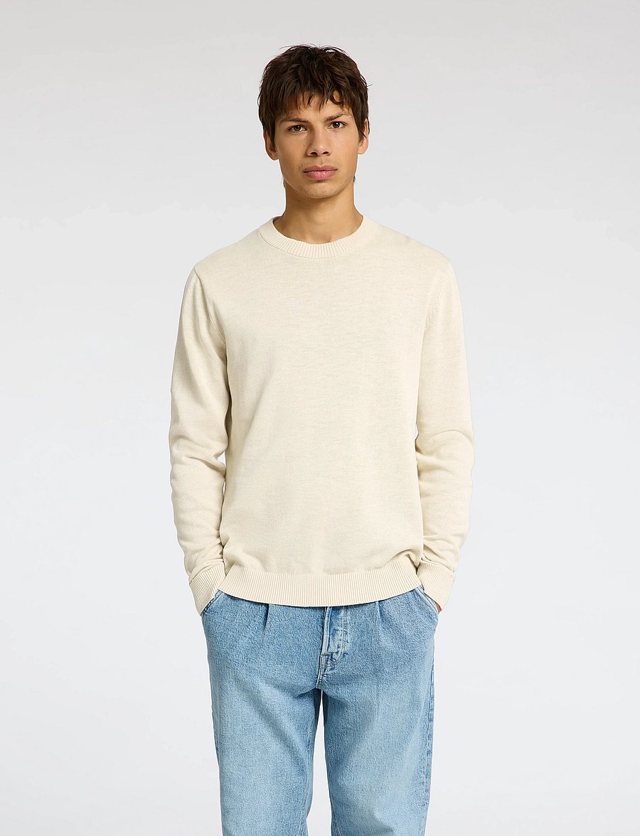 Selected - SLHREUBEN LS KNIT RELAXED CREW NECK - rundhals - egret - 0