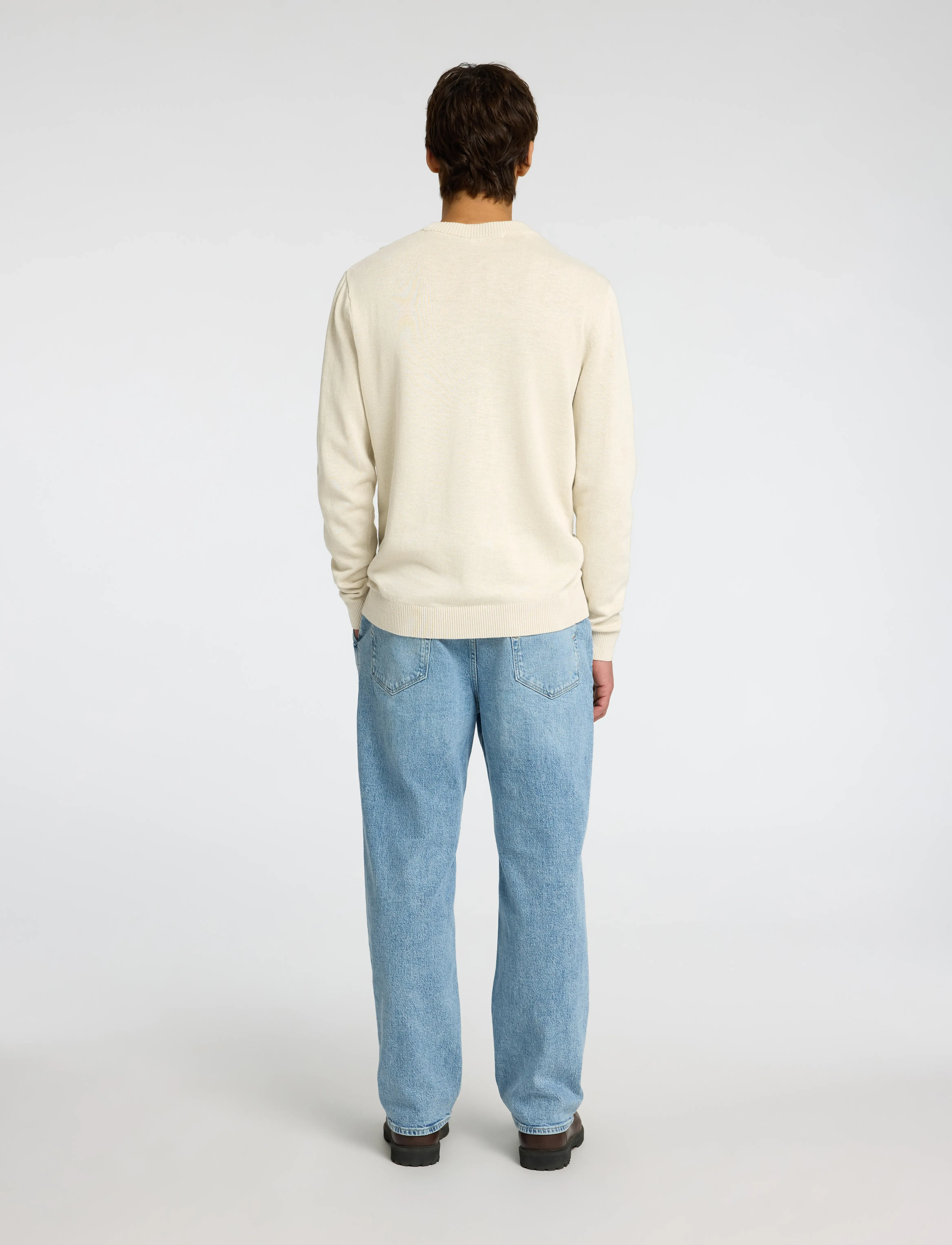 Selected - SLHREUBEN LS KNIT RELAXED CREW NECK - kringlótt hálsmál  - egret - 2