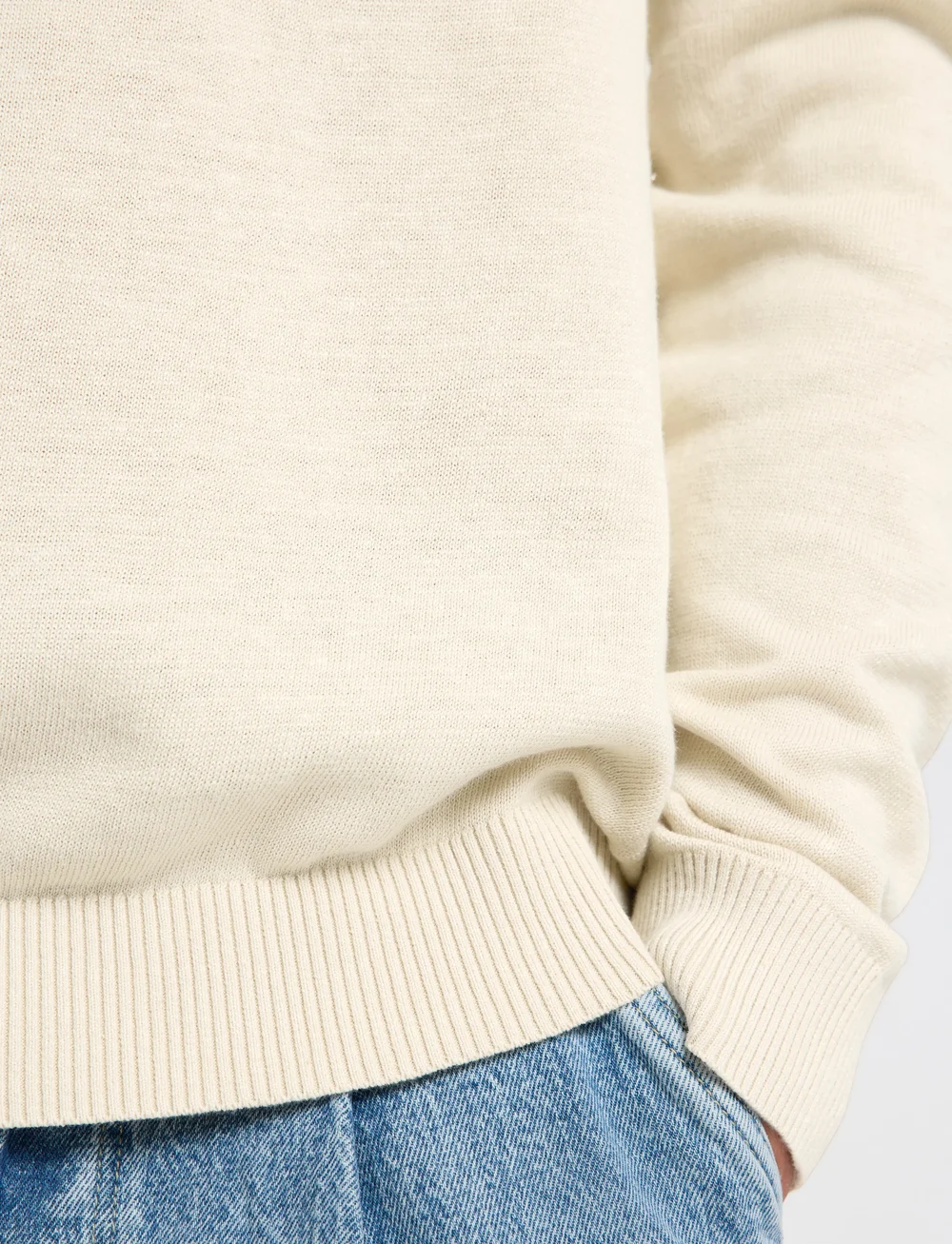 Selected - SLHREUBEN LS KNIT RELAXED CREW NECK - round necks - egret - 3