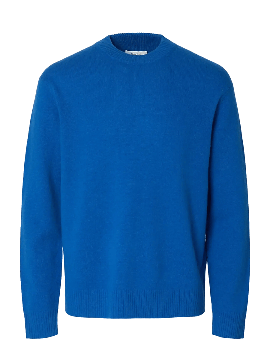 Selected - SLHREUBEN LS KNIT RELAXED CREW NECK - Ümmarguse kaelusega kudumid - victoria blue - 1