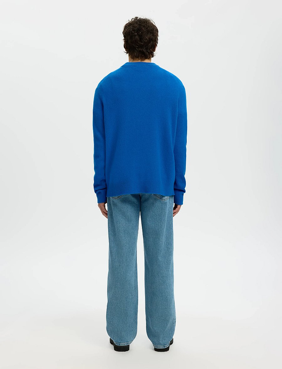 Selected - SLHREUBEN LS KNIT RELAXED CREW NECK - Ümmarguse kaelusega kudumid - victoria blue - 2