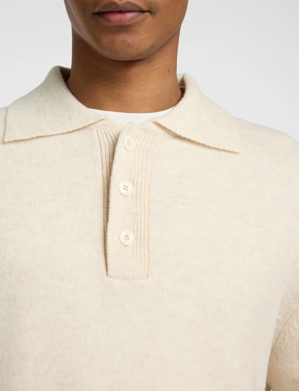 Selected - SLHREUBEN LS KNIT RELAXED POLO - stickade pikéer - egret - 4