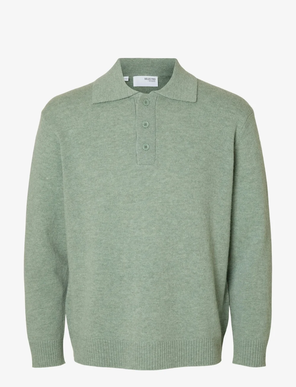 Selected - SLHREUBEN LS KNIT RELAXED POLO - stickade pikéer - iceberg green - 1
