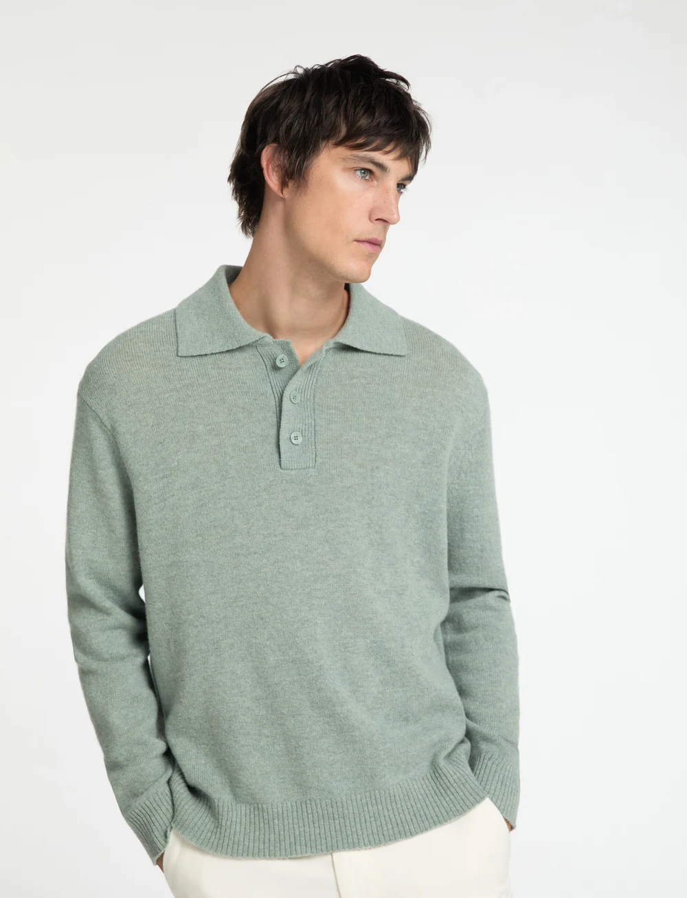 Selected - SLHREUBEN LS KNIT RELAXED POLO - stickade pikéer - iceberg green - 5