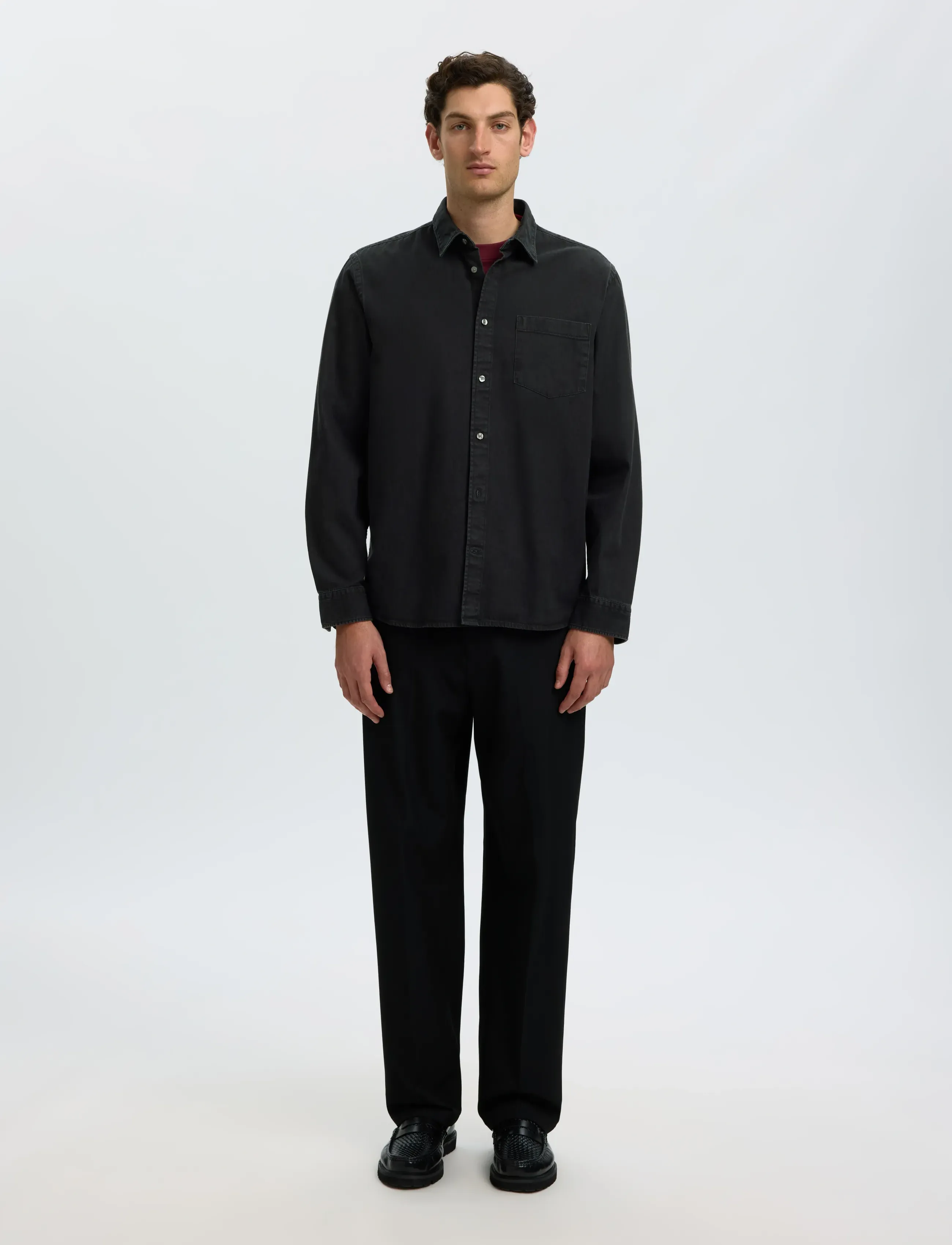 Selected - SLMREGCLAUS CARLO DENIM LS SHIRT NOOS - denimskjorter - black denim - 3