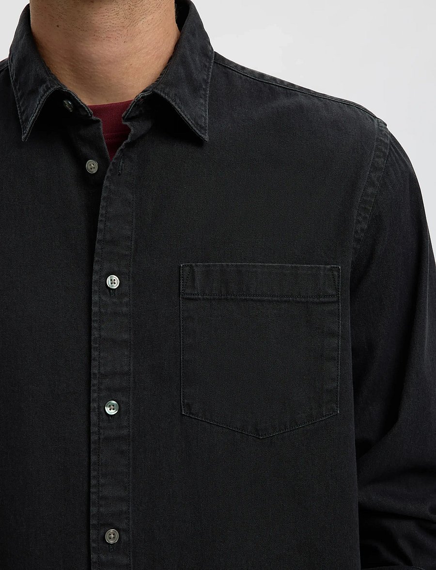 Selected - SLMCLAUS-CARLO REG DENIM LS SHIRT NOOS - teksasärgid - black denim - 4