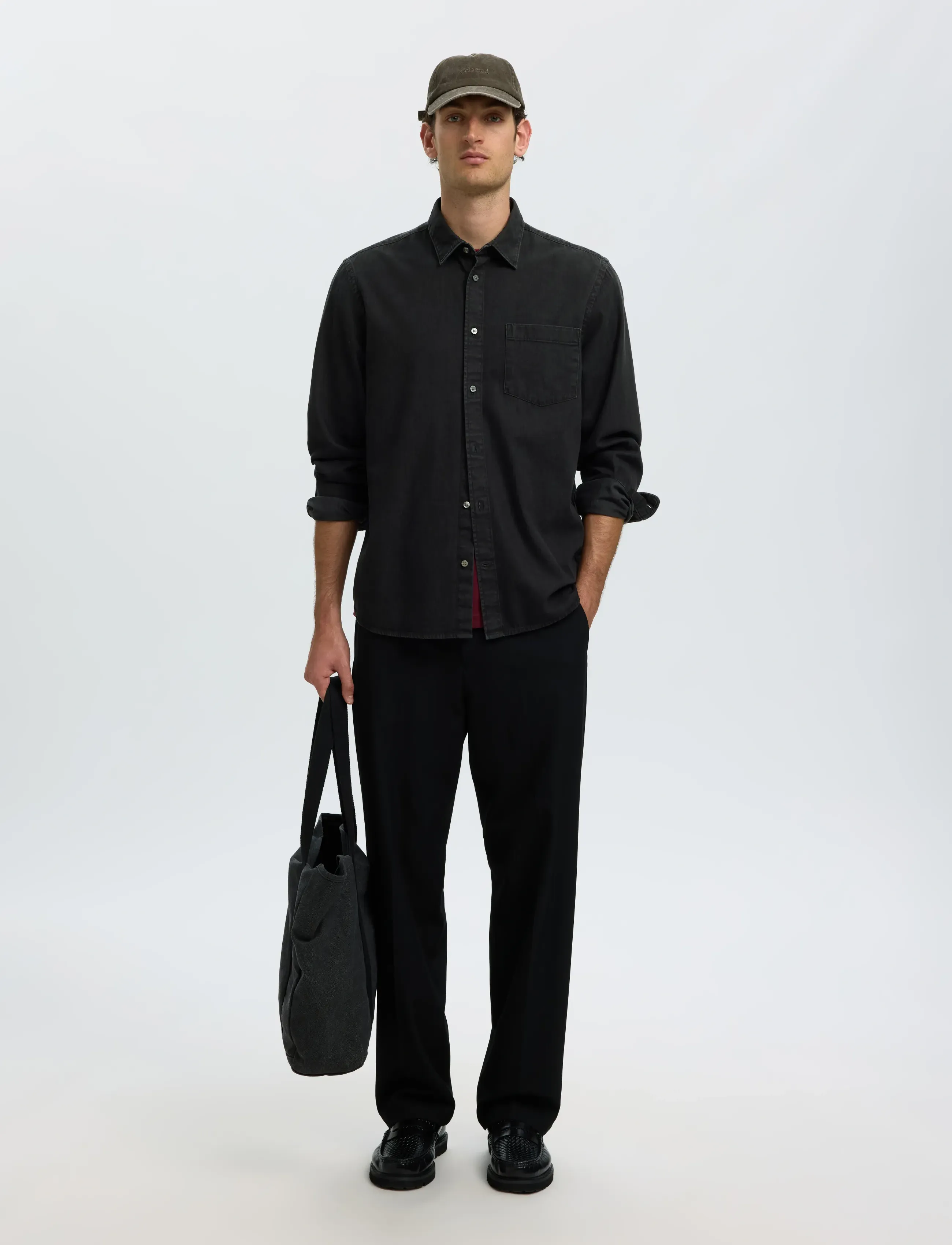 Selected - SLMREGCLAUS CARLO DENIM LS SHIRT NOOS - denimskjorter - black denim - 5