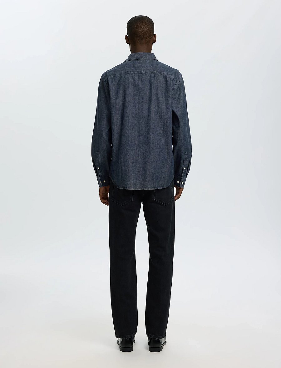 Selected - SLMCLAUS-CARLO REG DENIM LS SHIRT NOOS - denim shirts - dark blue denim - 2