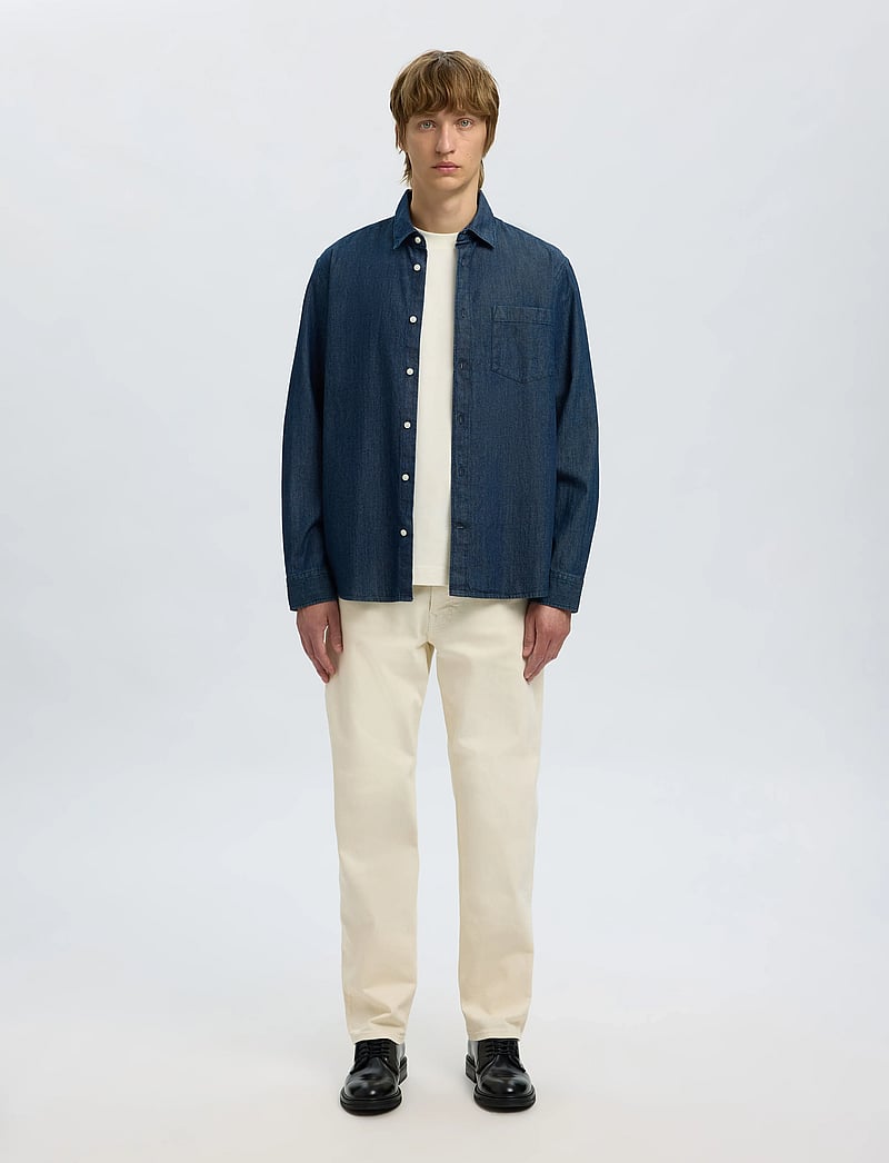 Selected - SLHREGCARLO DENIM LS SHIRT NOOS - jeanshemden - dark blue denim - 3