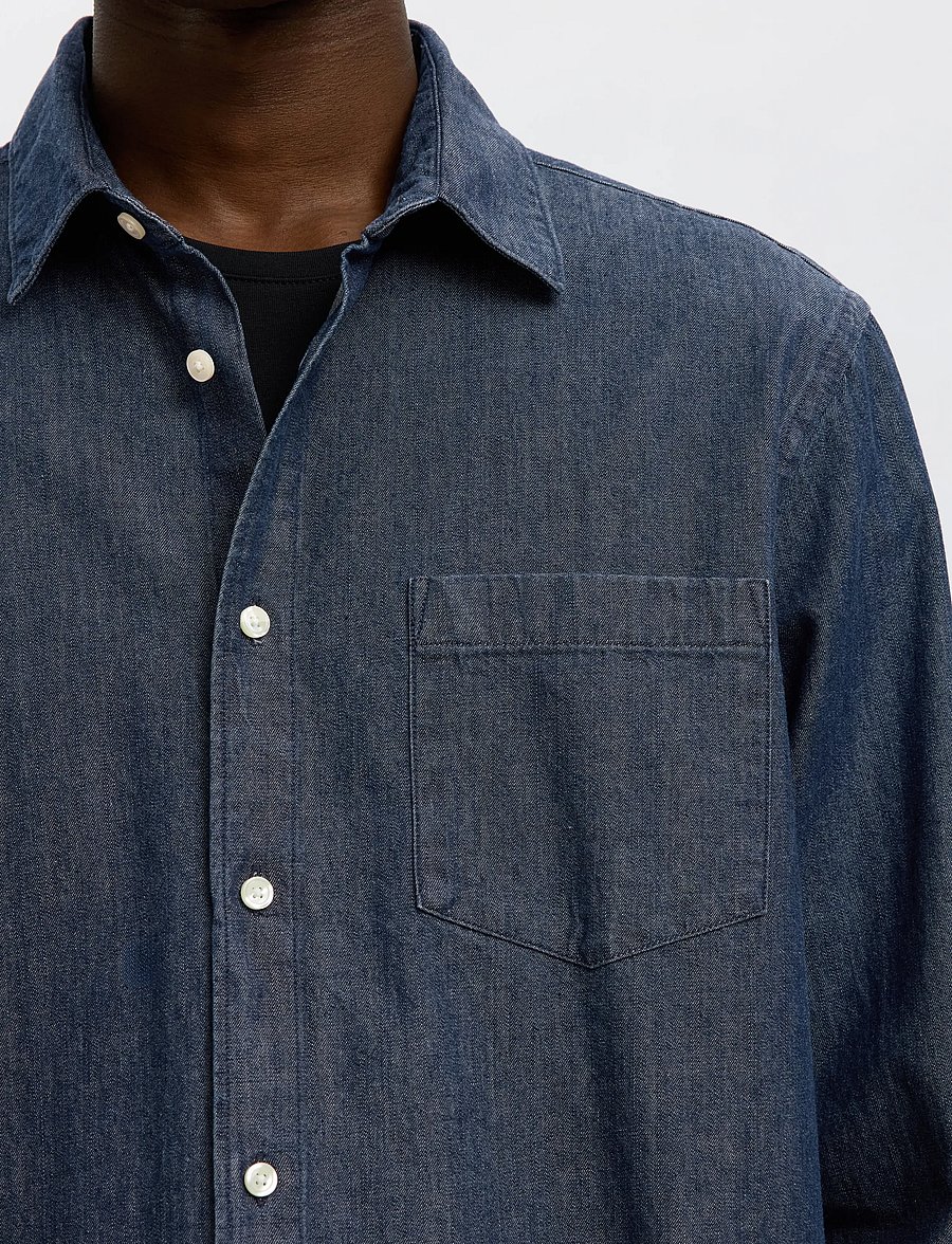 Selected - SLMCLAUS-CARLO REG DENIM LS SHIRT NOOS - denim shirts - dark blue denim - 4