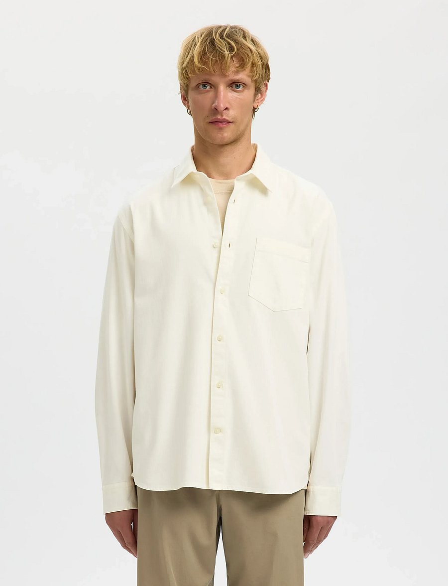 Selected - SLMCLAUS-CARLO REG DENIM LS SHIRT NOOS - denim shirts - ecru - 0