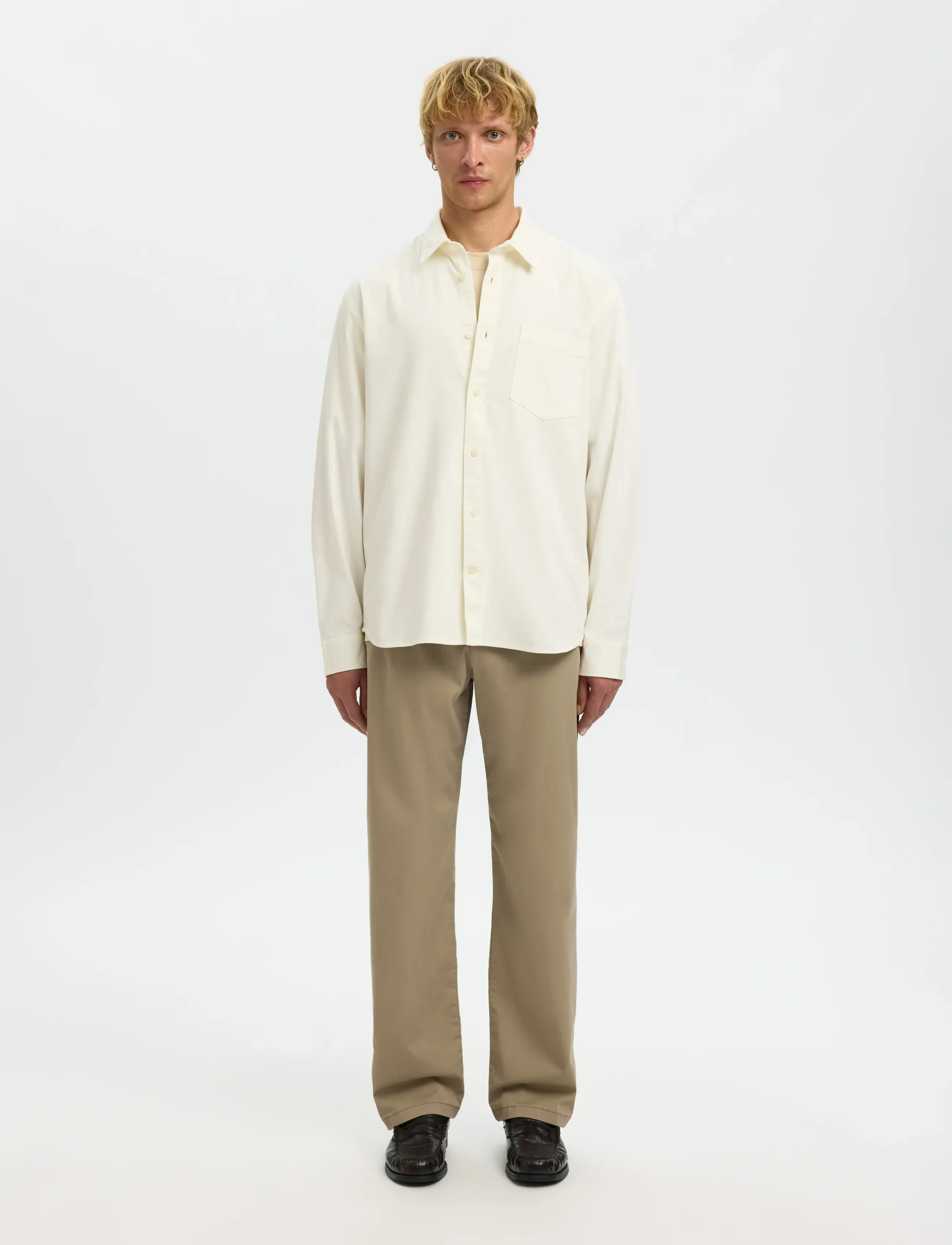 Selected - SLMCLAUS-CARLO REG DENIM LS SHIRT NOOS - denimskjorter - ecru - 3