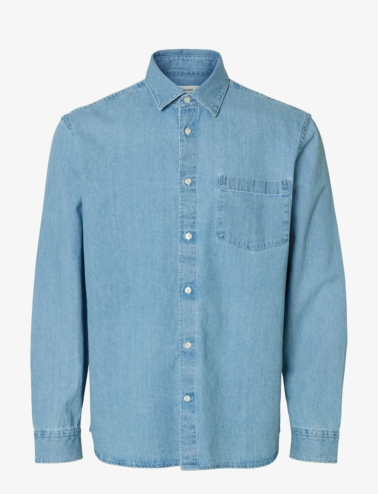 Selected - SLHREGCARLO DENIM LS SHIRT NOOS - teksasärgid - light blue denim - 1