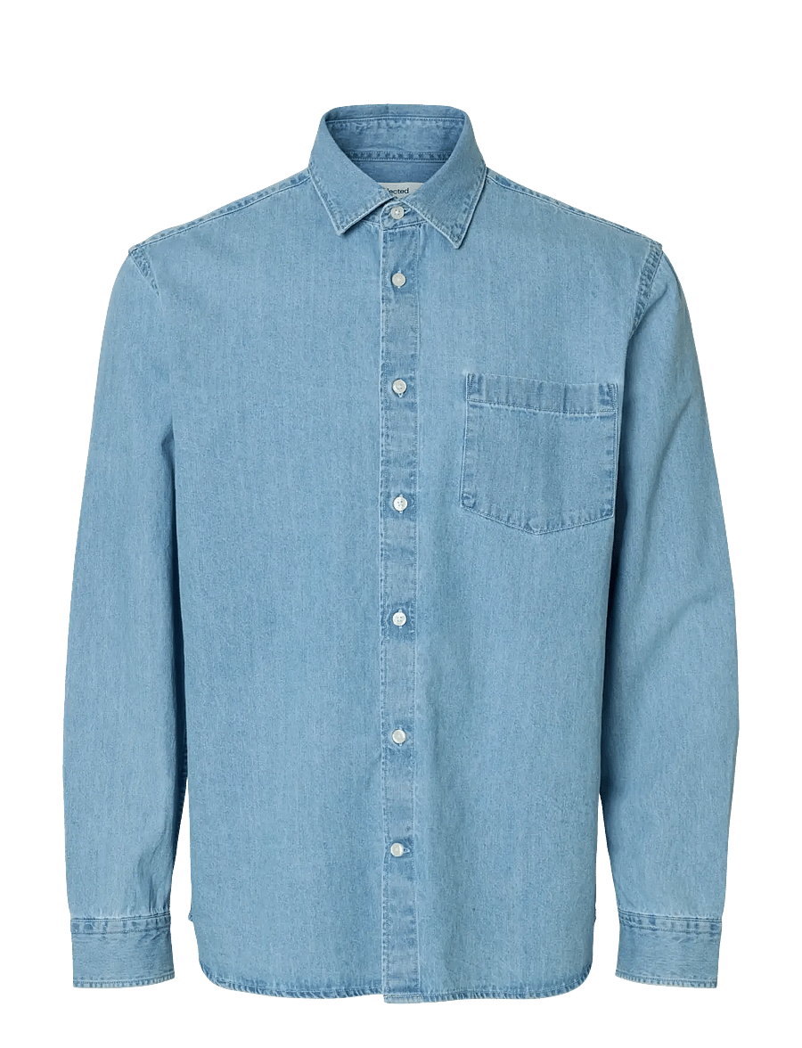 Selected - SLMCLAUS-CARLO REG DENIM LS SHIRT NOOS - jeanshemden - light blue denim - 1